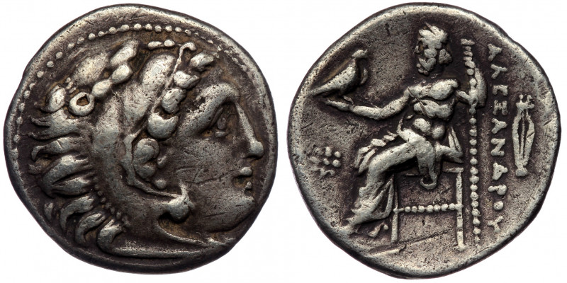 INGS of MACEDON. Alexander III. 336-323 BC. AR Drachm (Silver. 4.26 g. 18 mm). K...