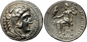 Kings of Macedon. Babylon. Alexander III "the Great" 336-323 BC. Tetradrachm AR ( Silver. 17.25 g. 28 mm) 
Head of Herakles to right, wearing lion ski...