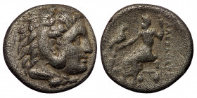 KINGS OF MACEDON. Alexander III ‘the Great’, 336-323 BC. Drachm (Silver,4.07 g. 17 mm),
Head of Herakles to right, wearing lion skin headdress. 
Rev.Z...