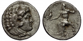 Kingdom of Macedon, Alexander III 'the Great' AR Tetradrachm. Salamis, circa 332/1-323 BC. ( Silver 17.0 g. 26 mm)
Head of Herakles to right, wearing ...