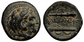 KINGS OF MACEDON. Alexander III 'the Great' (336-323 BC). Ae ( Bronze. 6.08 g. 18 mm ) 
Uncertain mint in Western Asia Minor.
Head of Herakles right, ...