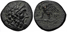 PONTOS, Amisos. Circa 95-90 BC AE ( Bronze. 8.01 g. 20 mm)
Laureate head of Zeus right.
Rev: Eagle standing left, head right, on thunderbolt. 
Malloy ...