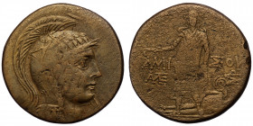 PONTOS. Amisos. Time of Mithradates VI Eupator 120-63 BC. AE ( Bronze. 18.18 g. 31 mm)
Helmeted head of Athena right 
Rev: AMI-[ΣOY], Perseus standing...