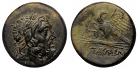 PONTOS. Taulara. Circa 100-85 BC. AE (Bronze, 20. 56 g 28 mm). 
Laureate head of Zeus to right. 
Rev. ΤΑΥΛΑΡΩΝ Eagle standing left on thunderbolt, hea...