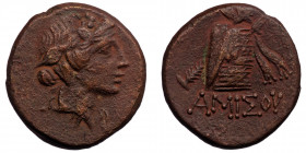 Pontos, Amisos. Time of Mithradates VI Eupator circa 120-63 BC, AE ( Bronze. 7.72, g. 20 mm)
Head of Dionysos right, wearing ivy wreath
Rev: AMIΣOV - ...