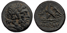 PONTOS. Amisos. Time of Mithradates VI Eupator (ca 100-85 BC) AE ( Bronze. 7.86 g. 19 mm)
Laureate head of Zeus to right.
Rev: AMIΣOY - Eagle standing...