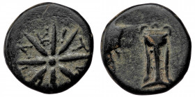 Kimmerian Bosporos, Pantikapaion AE Circa 109-105 BC. ( Bronze. 3.23 g. 16 mm )
( Star of eight rays;( ..T-I-K-A-..) between rays .
Rev: Tripod. 
SNG ...