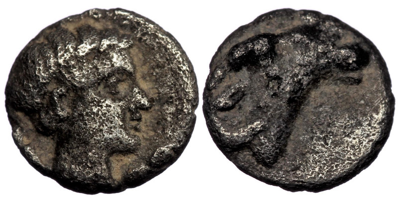 TROAS. Kebren circa 387-310 BC. Tetartemorion AR ( Silver. 0.34 g 8 mm)
Ram's he...