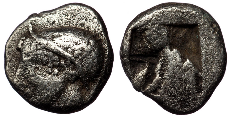 IONIA, Phokaia. Circa 625/0-522 BC. AR Obol ( Silver. 1.24 g. 9 mm)
Female/ Athe...