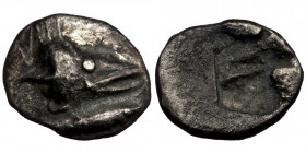 MYSIA. Kyzikos. Circa 550-500 BC. Obol (Silver, 0.41 g. 9 mm). 
Head of a tunny right. 
Rev. Rough incuse square. 
Naumann 40 (2016), 176. Von Fritze ...