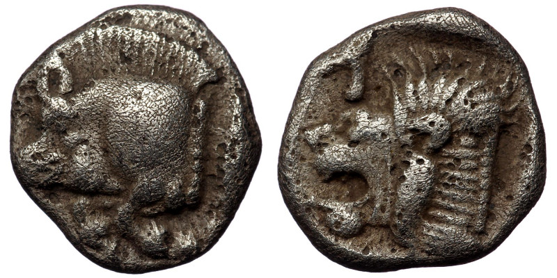 MYSIA, Kyzikos AR Obol ca 525-475 BC ( Silver 0.75 g. 9 mm)
Forepart of boar to ...