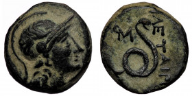 Mysia, Pergamum. Philetairos. 158-138 B.C. AE ( Bronze. 4.91 g. 16 mm). Struck 158-138 B.C. 
Head of Athena right wearing crested Corinthian-style hel...