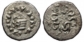 MYSIA, Pergamon AR Cistophoric Tetradrachm (circa 166-67 BC) 9 ( Silver. 11.00 g. 17 mm )
Cista mystica with serpent; all within ivy wreath 
Rev: Two ...