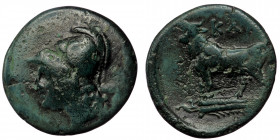 BITHYNIA. Kalchedon circa 323-281 BC. AE ( Bronze. 4.13 g. 19 mm)
Helmeted head of Athena left.
Rev: KAΛX above bull standing left on grain ear.
SNG v...