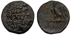BITHYNIA, Dia, Time of Mithradates VI Eupator (ca 85-65 BC) AE ( Bronze. 6.93 g. 20 mm)
Laureate head of Zeus to right
Rev: ΔIAΣ - Eagle standing left...