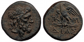 BITHYNIA, Dia, Time of Mithradates VI Eupator (ca 85-65 BC) AE ( Bronze. 7.34 g. 22 mm)
Laureate head of Zeus to right
Rev: ΔIAΣ - Eagle standing left...