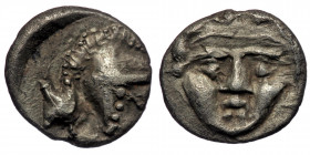 Pisidia, Selge AR Obol. Circa 350-300 BC. ( Silver. 0.95 g. 9 mm)
Facing Gorgoneion / Helmeted head of Athena left.
SNG von Aulock 5441.