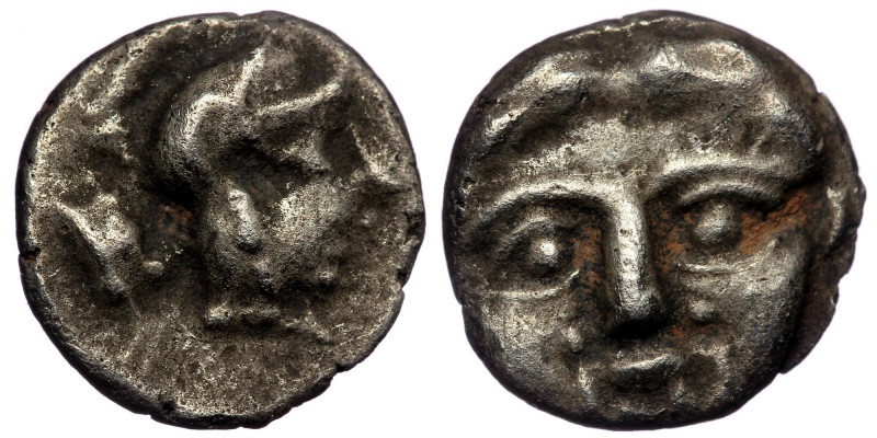 PISIDIA, Selge. Circa 350-300 BC. AR Obol (Silver 0.94 g. 10 mm). 
Facing gorgon...