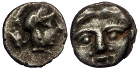 PISIDIA, Selge. Circa 350-300 BC. AR Obol (Silver 0.94 g. 10 mm). 
Facing gorgoneion.
Rev: Helmeted head of Athena right; astragalos behind neck. 
SNG...