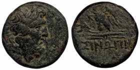 Paphlagonia. Sinope circa 120-80 BC. AE ( Bronze. 7.67 g. 20 mm)
Head of Zeus right / ΣΙΝΩΠΗΣ, eagle on thunderbolt, monogram to left.
Waddington, Rec...