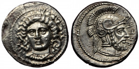 CILICIA, Tarsos AR Stater. Datames, satrap of Cilicia and Cappadocia, circa 384-361 BC. ( Silver. 9.75 g. 24 mm)
Female head (of Arethusa?) facing sli...