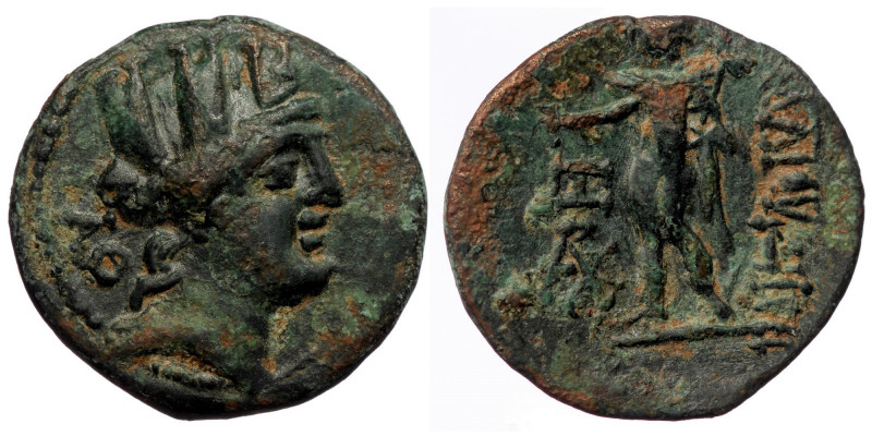 CILICIA, Elaiussa Sebaste. 1st Century BC (Bronze. 2.87 g. 18 mm). 
Turreted hea...