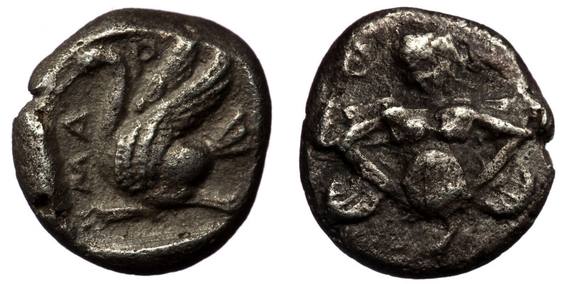 CILICIA. Mallos . Obol AR (Circa 390-375 BC). ( silver. 0.76 g 9 mm)
Obv: Winged...