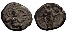 CILICIA. Tarsos. Tiribazos (Satrap of Lydia, 388-380). Obol. AR ( SIlver. 0.70 g. 10 mm)
Male figure advancing right, holding sceptre and Eagle/ Dowe;...