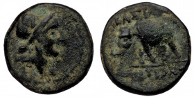 SELEUKID KINGDOM, Antiochos III. 223-187 B.C. AE (Bronze. 2.84. g. 14 mm). Antioch mint. 
Laureate head of Apollo right / ΒΑΣΙΛΕΩΣ - ΑΝΤΙΟΧΙΟΥ, elepha...