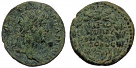 Asia Minor uncertain city, Elagabalus (218-222) AE ( Bronze, 23 mm, 10.72g) 
Obv. […]ΡΗ ΑΝΤΩΝI […] - Leareate head, right.
Rev. Unreadable six lines l...