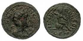 Cornelia Salonina (wife of Gallienus) 260-268 AE (bronze, 26mm, 8.39g)
Rev. AIΓEAIΩN ..OKOΡΩN ../ Athlete seated right on stone, holding palm branch a...