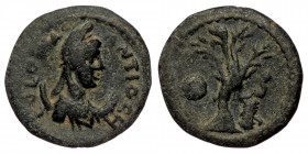 Pisidia. Antioch. Pseudo-autonomous issueAE (Bronze, 15mm, 2.31g) 
Obv: COLONIA ANTIOCH - Head of Mên right on crescent, wearing laureate Phrygian cap...