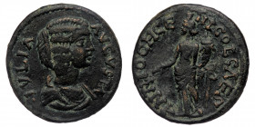 PISIDIA. Antioch. Julia Domna (Augusta, 193-217) AE (Bronze, 23mm, 6.38g)
Obv. IVLIA AVGVSTA; Draped bust, right. 
Rev. ANTIOCH GE/NI COL CAES; Tyche ...
