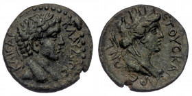 CILICIA. Mopsouestia-Mopsus as Caesarea (temporarily). Claudius (41-54) AE Hemiassarion (Bronze, 20mm, 6.00g.) 
Obv. ΚΛΑΥΔΙΟϹ ΚΑΙϹΑΡ; Laureate head of...