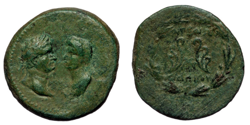 CILICIA. Aegeae. Domitian (81-96) with Domitia AE Diassarion (Bronze, 26mm, 12.0...