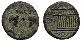 CILICIA. Tarsus. Commodus (166-177) and Annius Verus (166-169/70 ), Caesars. AE Hemiassarion (Bronze, 17mm, 3.85g). 
Obv. KOPOI CЄBACTOY; Bare-headed ...