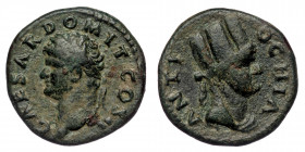 SYRIA. Seleucis and Pieria. Antioch. Domitian (Caesar, 69-81) AE Semis (Bronze, 4,72g, 19mm) 
Obv: CAESAR DOMIT COS II - Laureate head of Domitian lef...
