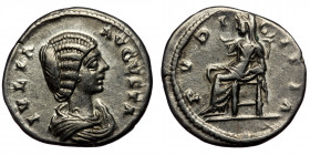 JULIA DOMNA (Augusta, 193-217) AR Denarius (Silver, 3,48g, 19mm) Rome, 196-211. 
Obv: IVLIA AVGVSTA, draped bust right 
Rev: PVDICITIA - veiled figure...