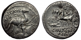 M. Aemilius Scaurus and Pub. Plautius Hypsaeus (58 BC) AR denarius (Silver, 3.68 gm,18mm). 
Obv: kneeling figure right (King Aretas of Nabataea), hold...