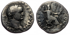 Vespasian (69-79 AD) AR Denarius (Silver, 2,50g, 17mm) Rome, 74 
Obv: IMP CAESAR VESPASIANVS AVG - Head laureate right 
Rev: PON MAX TR P COS V - Vesp...