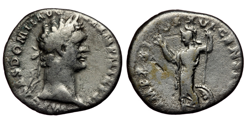 Domitian (81-96) AR Denarius (Silver, 18mm, 3,08g) Rome.
Obv: IMP CAES DOMIT AVG...