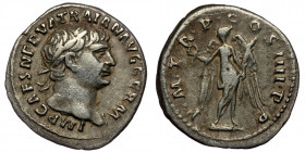 Trajan (98-117) AR Denarius (Silver, 19mm, 3.15 g) Rome, 102. 
Obv: IMP CAES NERVA TRAIAN AVG GERM - Laureate head of Trajan to right 
Rev: P M TR P C...