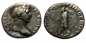 Trajan (98-117) AR Denarius (Silver, 18mm, 2,46g) Rome, 110. 
Obv: IMP TRAIANO AVG GER DAC P M TR P - Laureate head of Trajan to right, with slight dr...