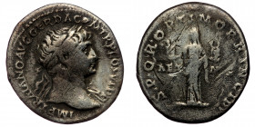 Trajan (AD 98-117) AR denarius (Silver, 2.93g, 19mm), Rome, 112-114 
Obv: IMP TRAIANO AVG GER DAC P M TR P COS VI P P - laureate head of Trajan right,...