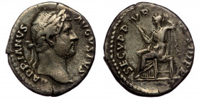 Hadrian (117-138) AR Denarius (Silver, 3,00g, 18mm) Rome, 132-134 
Obv: HADRIANVS AVGVSTVS - laureate and draped bust right 
Rev: SECVR PVB COS III P ...