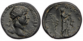 Hadrian (117-138) AE Dupondius (Bronze, 27mm, 12,78g), Rome, 119-121
Obv: IMP CAESAR TRAIAN HADRIANVS AVG PM TRP COS III - Radiate, draped bust right ...