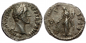Antoninus Pius (138-161) AR Denarius (Silver, 3,00g, 19mm) Rome, 150-151
Obv: ANTONINVS AVG PIVS P P TR P XIIII - laureate head right 
Rev: COS IIII, ...