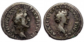 Antoninus Pius (138-161) with Marcus Aurelius (Caesar. 138-161) AR Denarius (Silver, 18mm, 3.19 g), Rome, 140-144 
Obv: ANTONINVS AVG PI VS P P TR P C...