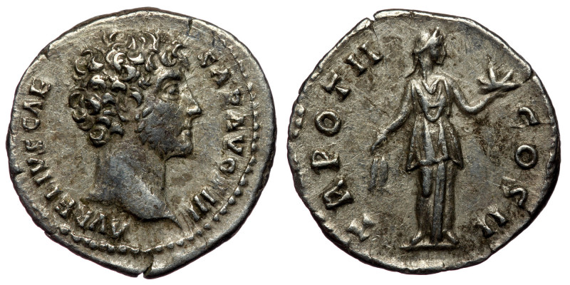 Marcus Aurelius (Caesar, 161-180) AR denarius (Silver, 19mm, 3.46 g), Rome, 146-...