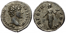 Marcus Aurelius (Caesar, 161-180) AR denarius (Silver, 19mm, 3.46 g), Rome, 146-147 
Obv: AVRELIVS CAE-SAR AVG PII F - bare head of Marcus Aurelius ri...